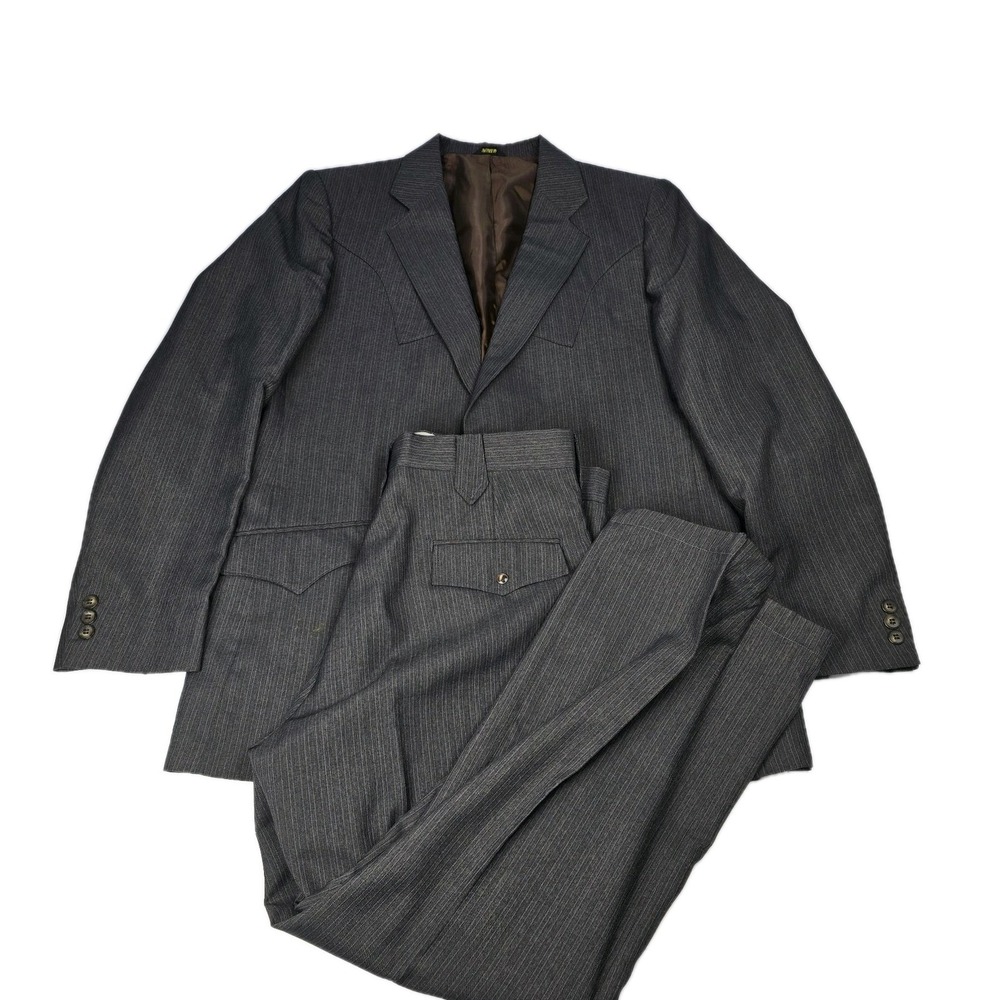 Vintage Mesquite Western Wear 2pc SUIT Sport Coat Blazer 42R +‎ Pants 36x28